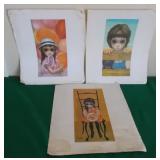 FDC127 Three Rare 1962 "Walter Keane" Lithographics