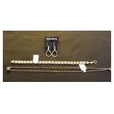 FDC154 Pretty 925 Silver Bracelet, Necklace & Pair of Earrings
