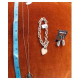 FDC169 Silver Heart Pendant, Charm, Necklace & Earrings
