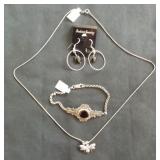 FDC178 Silver Bracelet, Earrings and Necklace