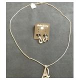 FDC188 Sterling Sailboat Pendant with Chain & Earrings