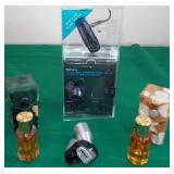FDC100 Asgharali Perfume, Tasco Loupe, Bluetooth Headset