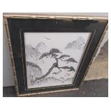 FDC111 Framed and Matted Japanese Watercolor Painting