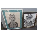 FDC112 Original African & Native American Graphite Drawings Signed