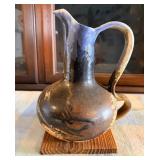 EBE009 - Japanese Clay Pottery Pitcher Vase 1980s 