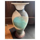 EBE018 Glazed Ceramic Pottery with Wooden Base