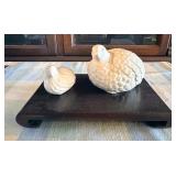 EBE026 - Vintage White Porcelain Quail Figurines 