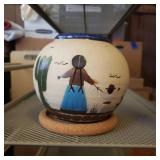 EBE032- Mexican Tonala Vase With Stand