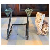 EBE040 - Shell Cat figure + Leaf wall coat rack 