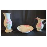 EBE139 - Givenchy Rose Vase and Pitcher and Bowl Ensemble 