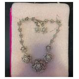 EBE156 - Elegant Rhinestone Floral Statement Jewelry Set