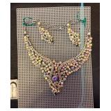 EBE158 - Rhinestone costume necklace and earring set