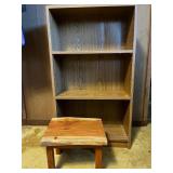 EBE213 Small Shelf And Solid Wood Stool With Beautiful Wood grain 