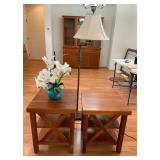 PHS010 - Wooden End Tables, Swing-Arm Lamp, & Orchid Display 