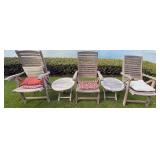 PHS012 2 Small Wooden Tables And 3 Wooden Chairs With Cushions 