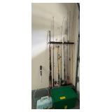 PHS029 Assortment Of Fishing Poles And Equipment 