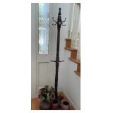 PHS054 - Entryway Set-Dark wood Coatrack & Glazed Pottery 