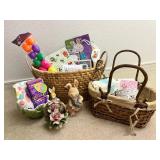 PHS087 Big Wooden Easter Baskets W/ Easter Decor