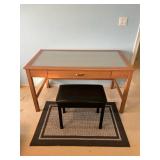 PHS119 Wood & Glass Desk W/ Bench