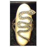 JYR015 Sterling Silver Mother of Pearl & Crystal Ring