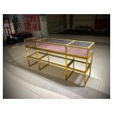 WGG059 Vintage Style Brass & Glass Display Table