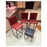 WGG068 Set of Upholstered Bar Stools with Low Black Stool 