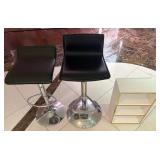 WGG069 (1) White Shelf And (2) Black Adjustable Swivel Stools