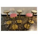 WGG079 (5) Adjustable Barstools w/ Gold-Tone Finished Base