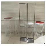 WGG121 White Mesh Cylinder Plinths and Floor-Standing Display Frames