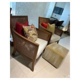 WGG185 Modern Wood Chairs W/ Cube Foot Stool