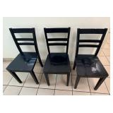 WGG383 3 Black wooden Chairs 