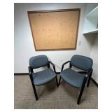 WGG388 Padded Chairs with Wall Mounted Cork Board Office Set