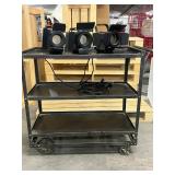 WGG581 Metal Industrial Cart With Three Metal Spot-Lights 