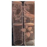 WGG634 Four white metal wire grid cylinder plinth