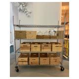 WGG659 Rolling Shelves With Wooden Crates