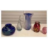 MMC046 Five Signed Art Glass Vases