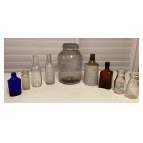MMC047 Vintage Glass Bottles & Ceramic Bottle