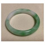 MMC118 Green & White Jade Bangle Bracelet 