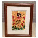 MMC132 Framed & Matted Picture Of A Hula Girl By Holly Kitaura