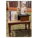 MFT023 Wooden Table w/ Shells, Books & Living Room Décor