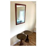 KKS101- Large Wood Mirror W/ Wood End Tables 