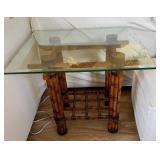 KKS127 - Vintage Bamboo End Tables (2)With Glass Top