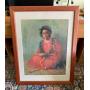 AKC019 - "The Lei Maker" Koa Framed & Matted Print by American Painter Theodore Wores