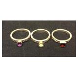 JYR017 Silpada Sterling Silver, Amethyst, Peridot & Garnet Rings