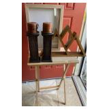 HKA038 - Home Decor Bundle - Folding Tray Stand, Shadow Box, Wooden Shelf Display, Candles 