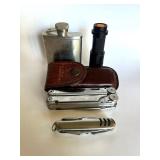 HKA045 - Leatherman Wave Multitool, Pocket Knife & Flask 