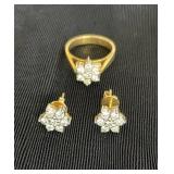 HKA081 - Cocktail Ring & Stud Earrings Set