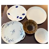 HKA086 -Two Porcelain Plates, Three Ceramic Plates And Bowls