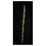HKA092 - Vintage Green Jade Bar Bracelet 