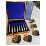 HKA114 - Small Japanese Pedestal Bowls & Knife Set 
